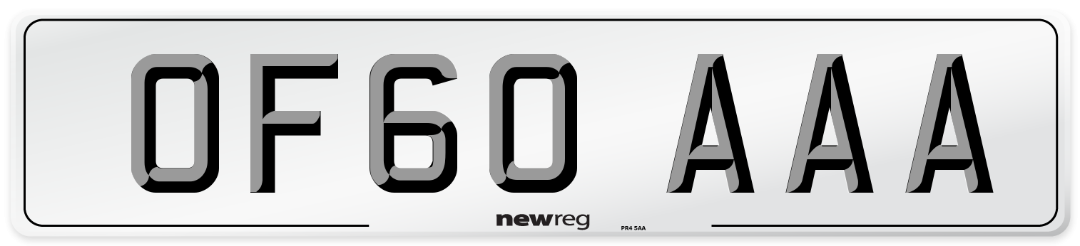 OF60 AAA Number Plate from New Reg